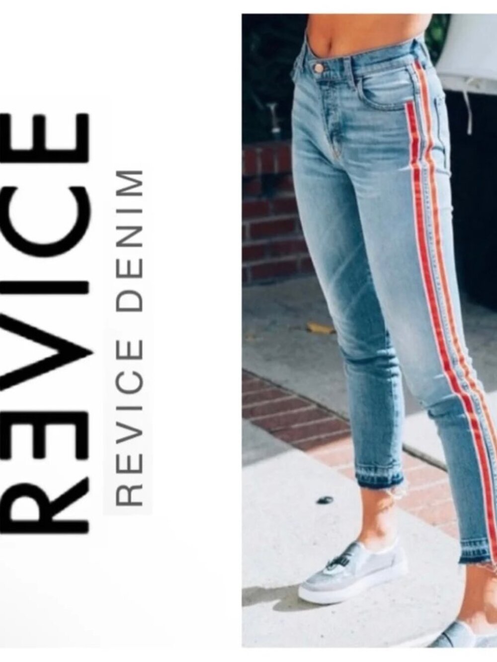 REVICE Ruby Tuesday Red and White Side Stripe Jeans